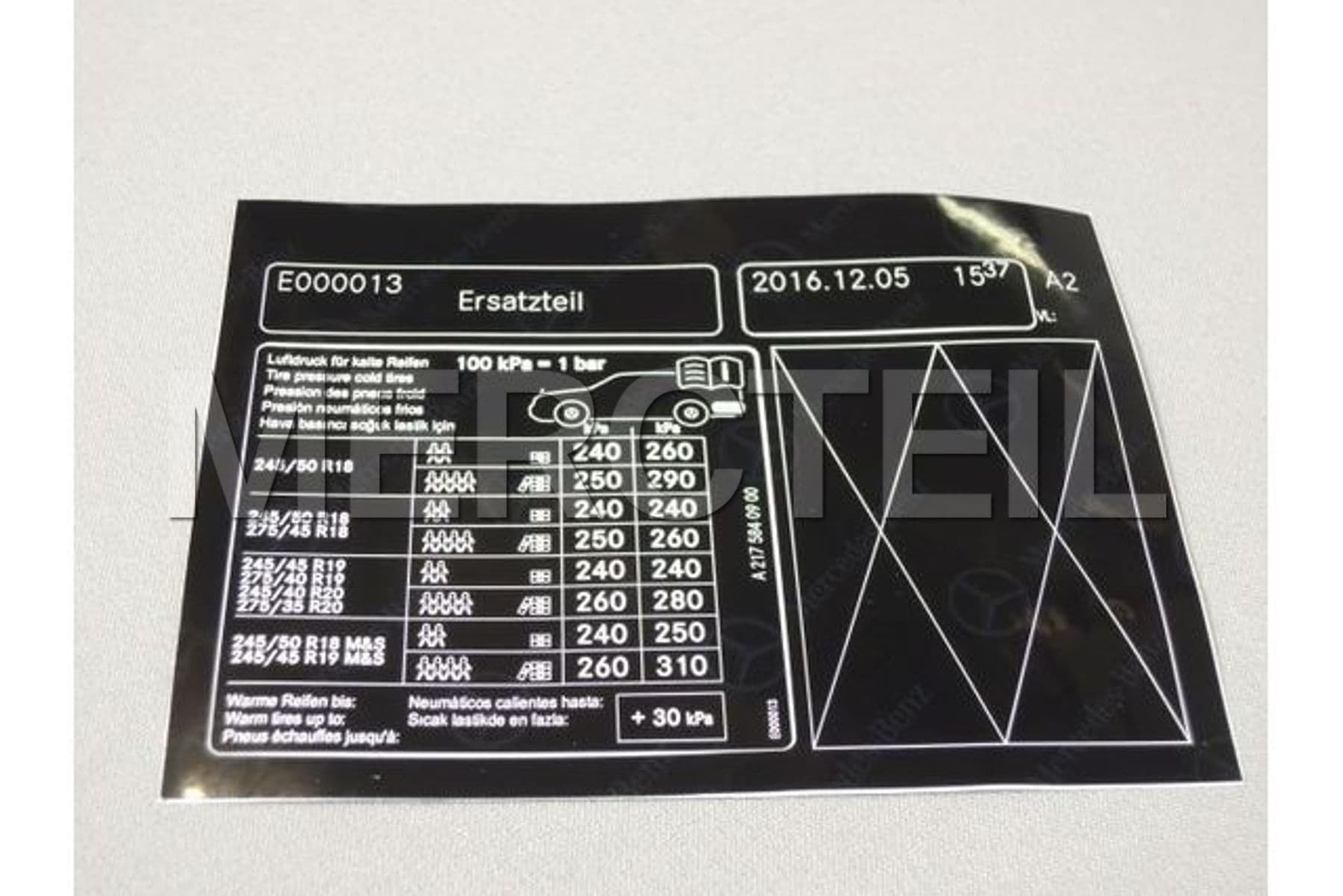Buy the spare part Mercedes-Benz A2175840900 information label
