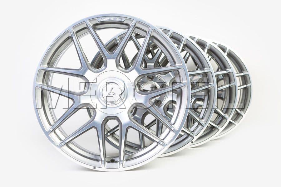 A45 AMG Forged Wheels Set Himalaya Gray 19 Inch Cross Spoke Design W177 Genuine Mercedes AMG preview 0
