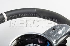 AMG Black Leather Alcantara Steering Wheel White Insertion; A0004608613 1B81.