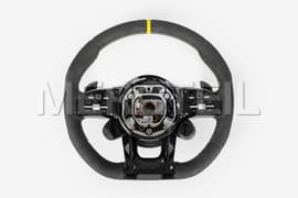 AMG Black Yellow Full Alcantara Steering Wheel; AMG GT C190.