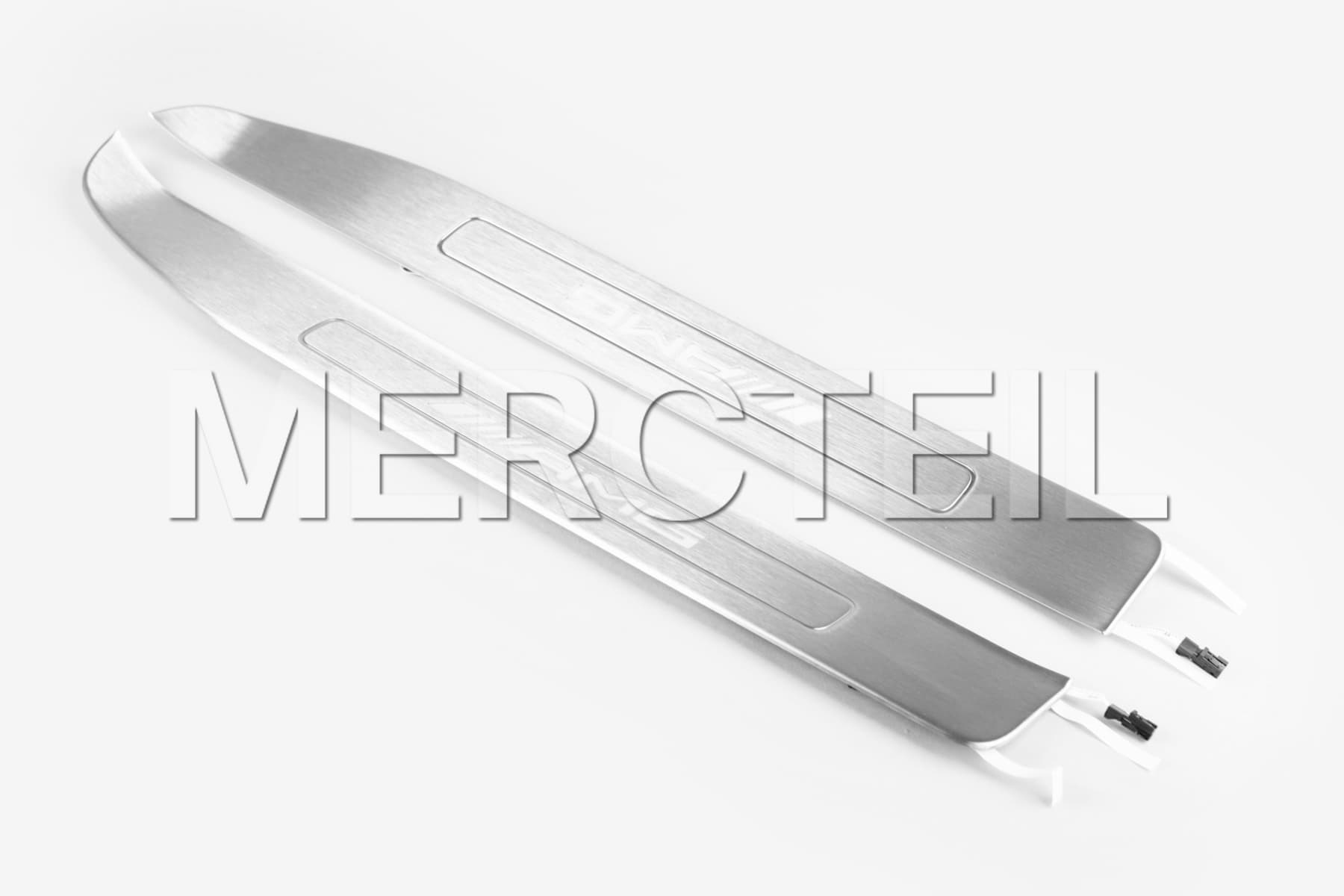AMG GT Silver Door Sills Illuminated Genuine Mercedes AMG (part number: A1906800135)