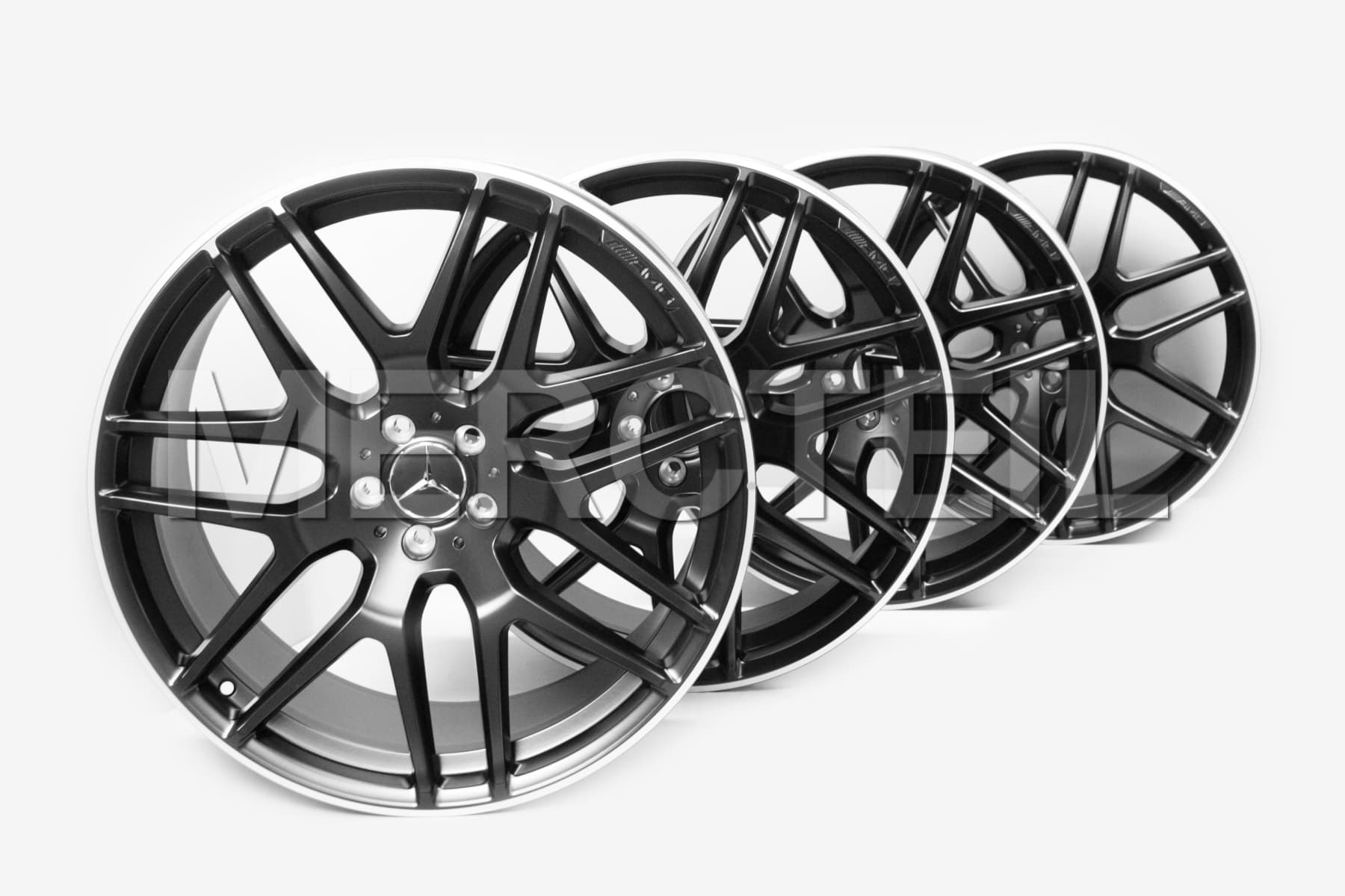 AMG 21 Inch Set Of Black Matte Forged Wheels for X166, W166 Part Number A16640128007X71, 1664012800 7X71.
