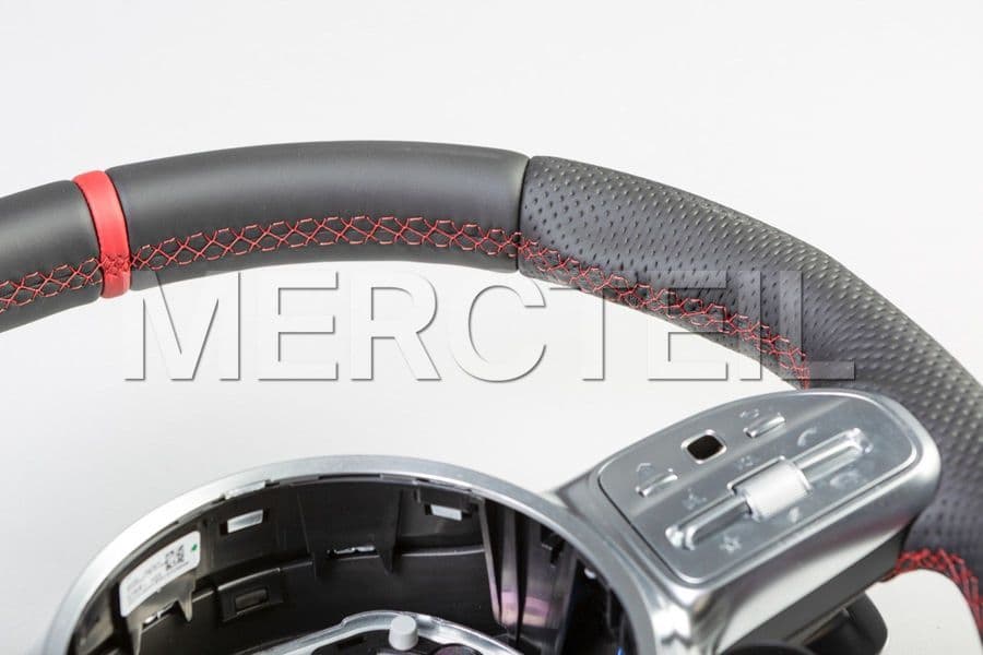 AMG Schwarz Lederlenkrad Roter Einlage und AMG Schalttafeln 