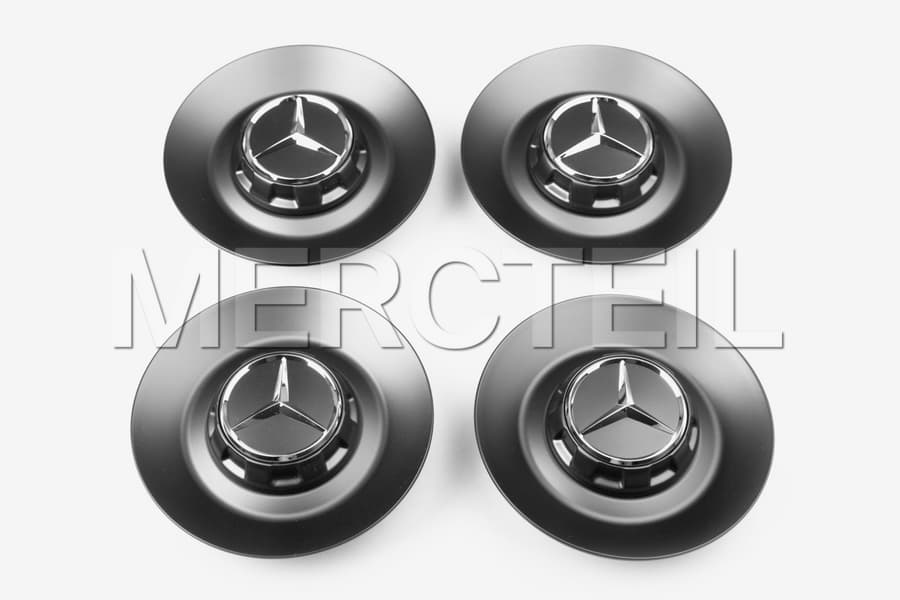 Genuine Mercedes-Benz AMG Gloss Black Alloy Wheel Centre Caps NEW 