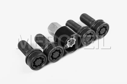 Mercedes-Benz Radsicherungssatz Schwarz – M14 X 1,5 X 45 Mm, 4 Sicherungen + Schlüssel