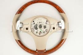 Beige Leather Steering Wheel With Burred Walnut Veneer for SL-Class (part number: A23046027188N68)