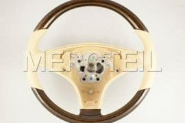 Beige Steering Wheel With Laurelwood veneer for CLS-Class; A23046031188N71, A2304603118.