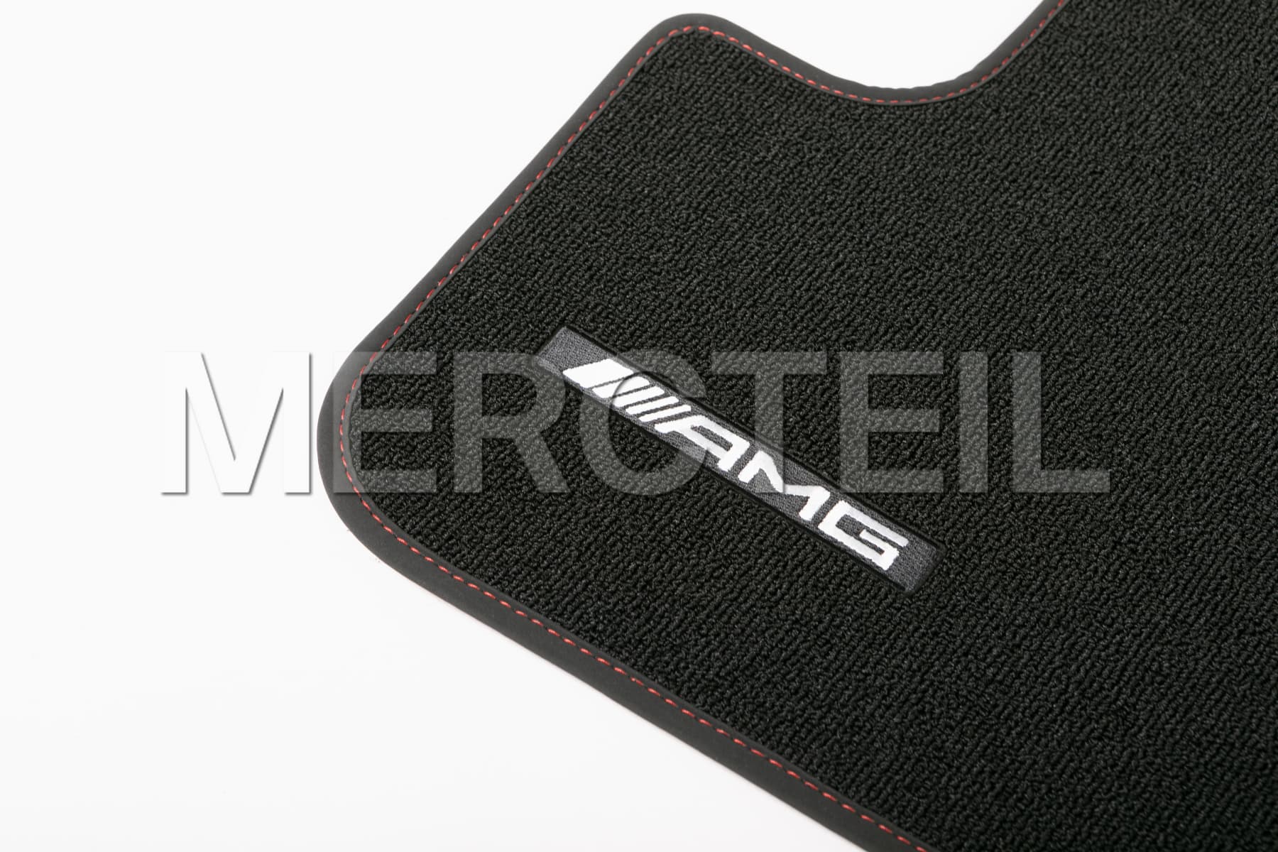 Black AMG Floor Mats with Red Stitching Genuine Mercedes-AMG (Part number: A17668067013D16)