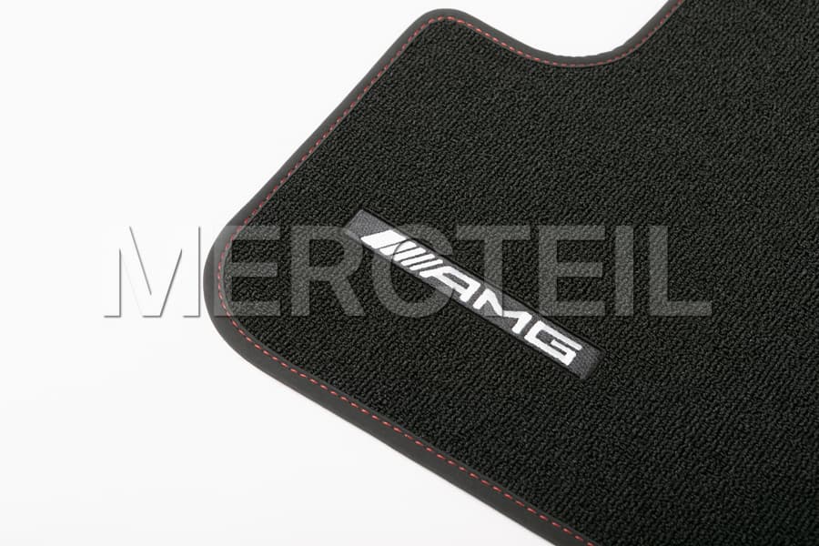 Black AMG Floor Mats with Red Stitching LHD/RHD Genuine Mercedes AMG preview 0