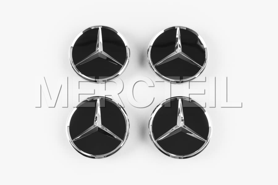 Black Glossy Wheel Hub Inserts Genuine Mercedes Benz preview 0