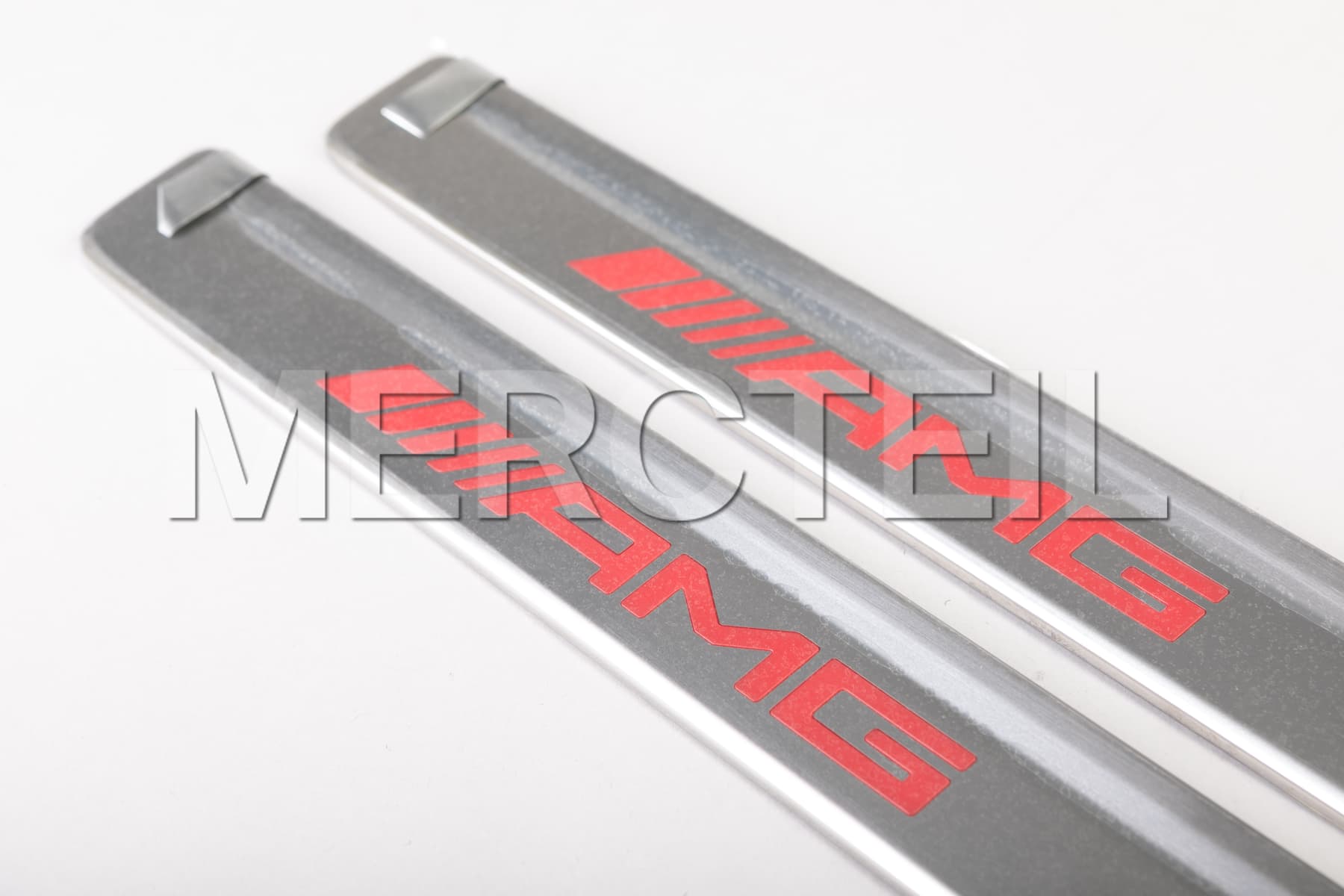 AMG Final Edition Illuminated Door Sills with Exchangeable Silver Covers Red Lettering Genuine Mercedes-AMG (Part number: A2066807505)