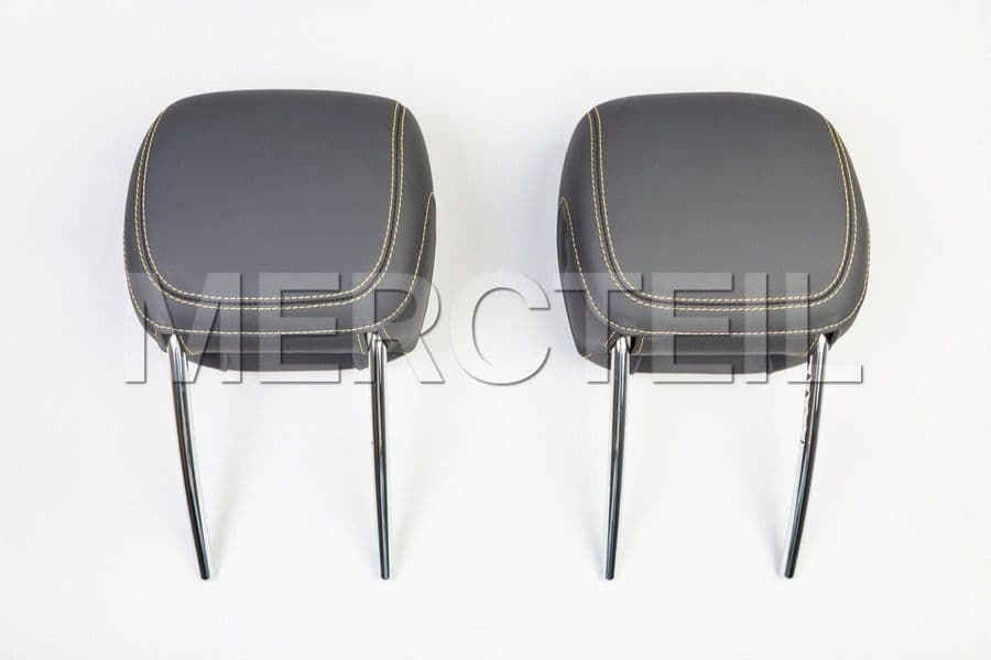 AMG C Klasse Kopfstuetzen Leder mit gelben Naehten Original  