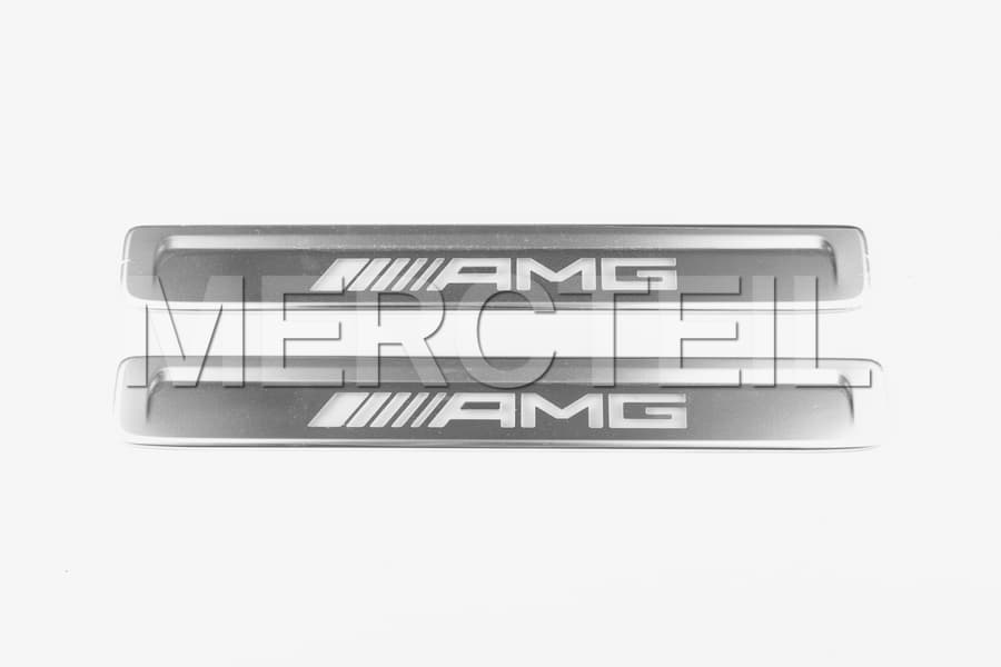 C Class / GLC Class Exchangeable AMG Silver Covers for Illuminated Door Sills Code U45 W206 / S206 / X254 Genuine Mercedes AMG preview 0