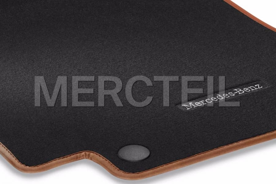 CLA Classic Black Velour Floor Mats Set Brown Edging LHD/RHD C174 Genuine Mercedes Benz preview 0