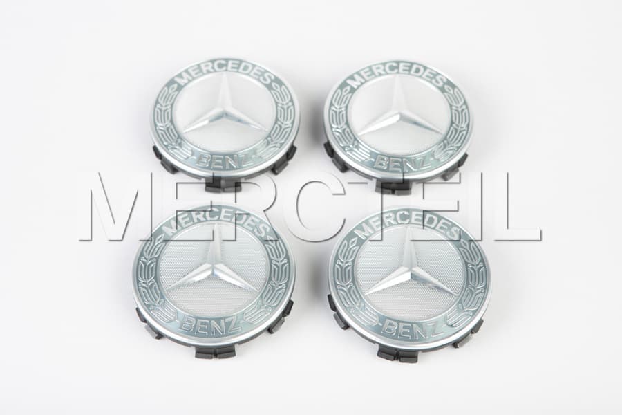 Classic Laurel Silver Emblem Hubcaps Genuine Mercedes Benz preview 0