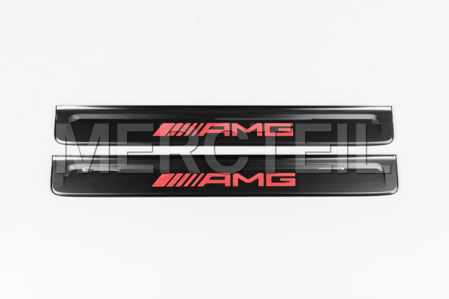 EQE / EQS Exchangeable AMG Black Red Covers for Illuminated Door Sills Code U45 X294 V295 V297 Genuine Mercedes AMG preview 0