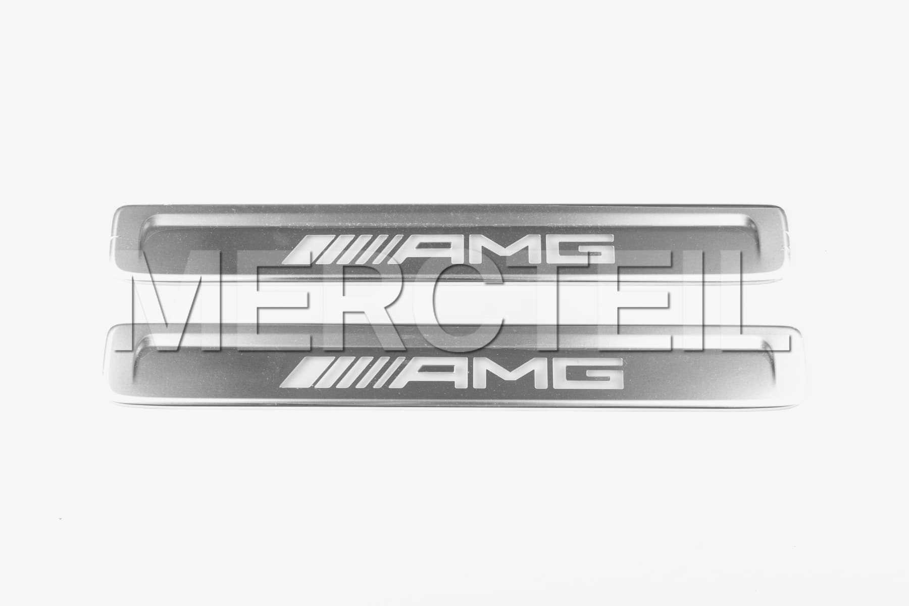 EQE / EQS Exchangeable AMG Silver Covers for Illuminated Door Sills Code U45 X294 V295 V297 Genuine Mercedes-AMG (Part number: A2976804408)