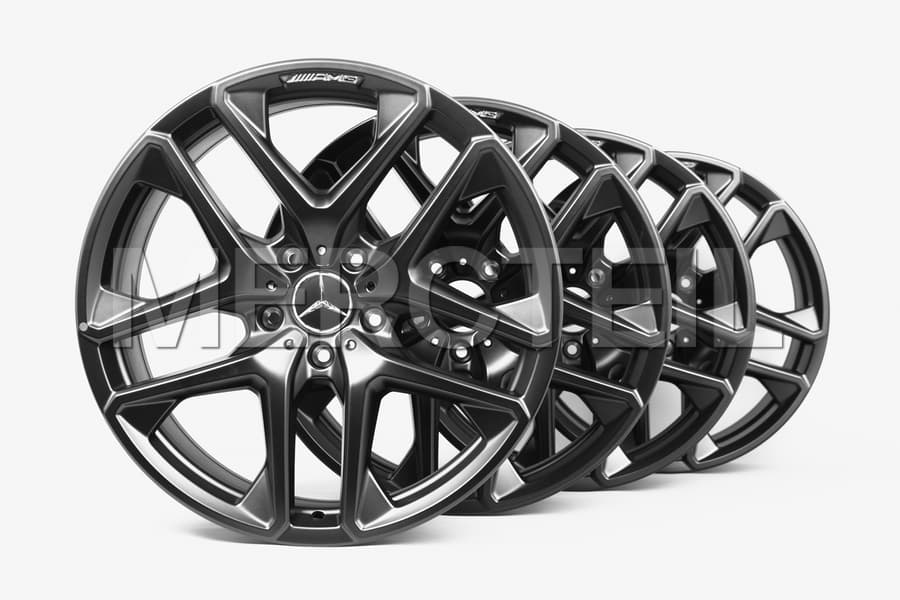 G63 AMG 21 Inch 5 Double Spoke Wheels Set Black Matte W463A Genuine Mercedes AMG preview 0