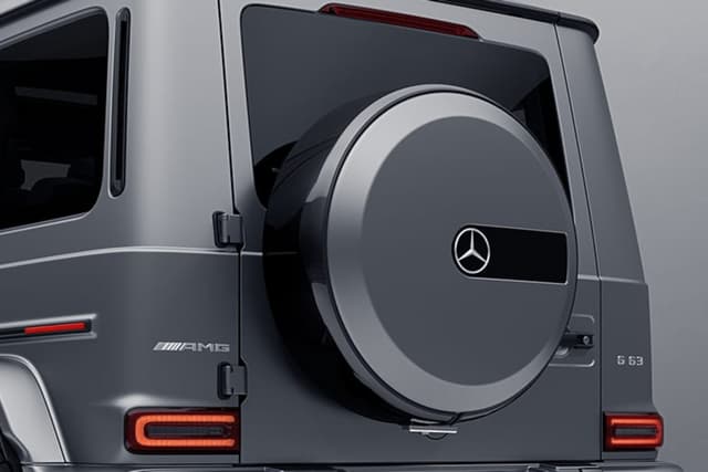 G-Klasse Reserveradabdeckung Montageplatte in Schwarz mit Chromemblem W463 W463A Original Mercedes-Benz (Teilenummer: A4638901744)