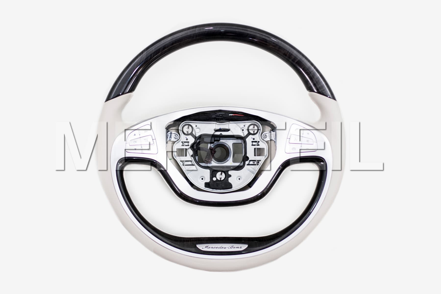 Leather White Steering Wheel With Poplar Trims for S-Class W222 (part number: 	
A22246056038R85)