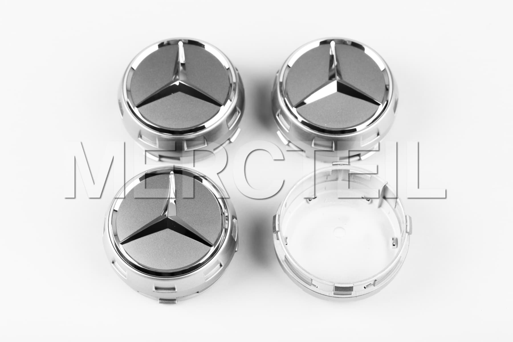 Mercedes Gray Wheel Caps Center Lock Design Genuine Mercedes Benz (part number: A00040009009790)