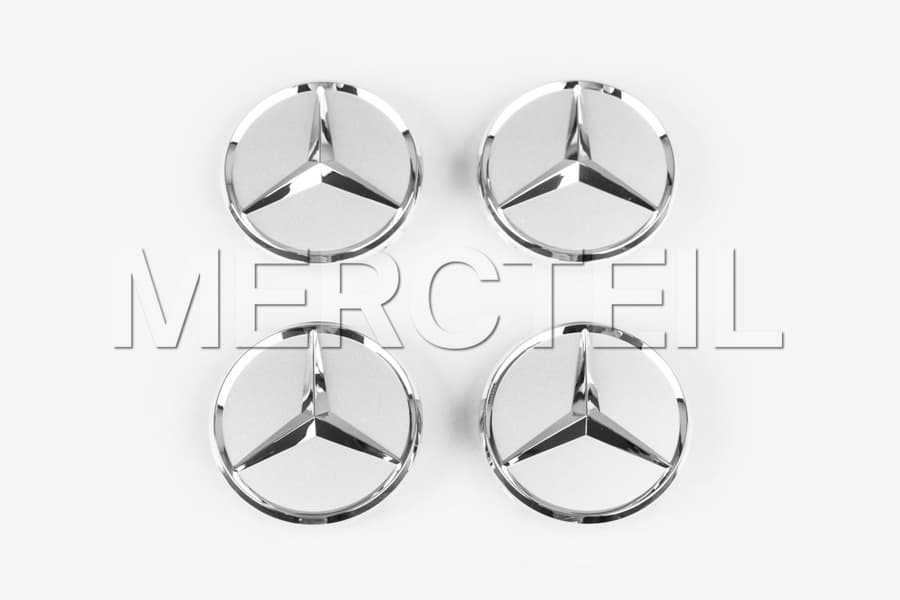 Mercedes Silver Center Wheel Caps Raised Star Genuine Mercedes Benz preview 0
