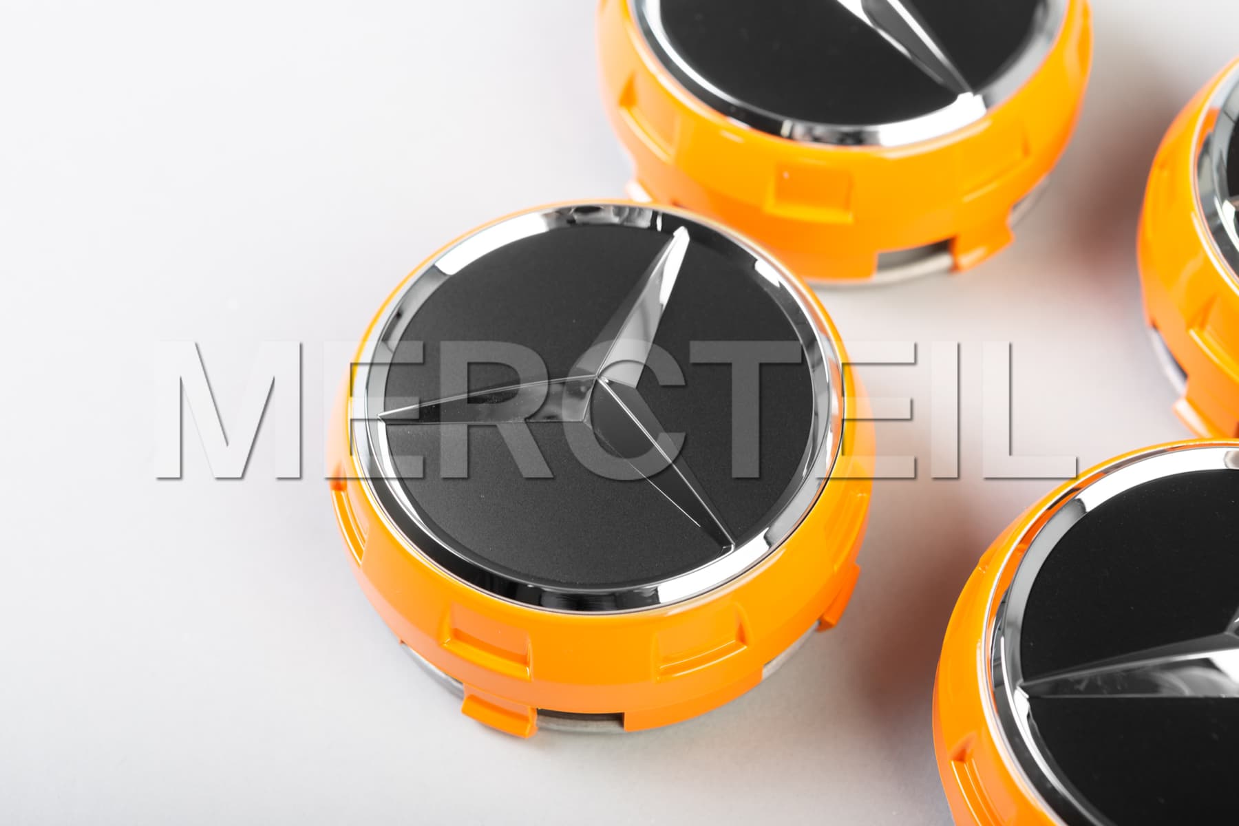 Orange Edition Center Hubcaps Genuine Mercedes AMG (part number: A00040009002232)
