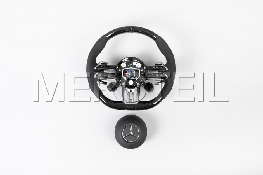 S63 AMG Steering Wheel Carbon Fiber Microcut Microfibre W223/V223 Genuine Mercedes AMG preview 0