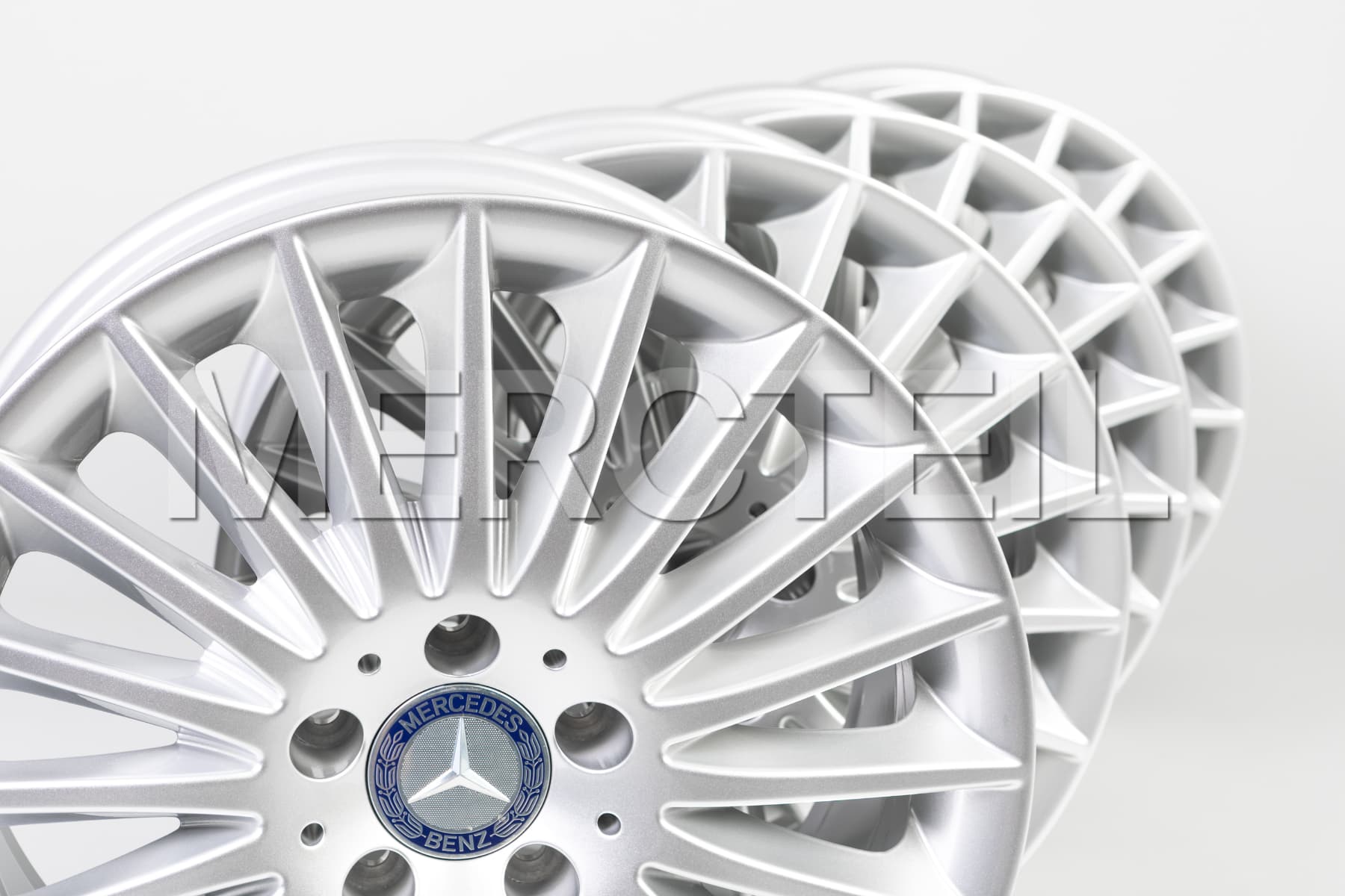 S Class Multispoke Silver Vanadium Wheel Set R19 W/V222 Genuine Mercedes-Benz (Part number: A22240115027X45)