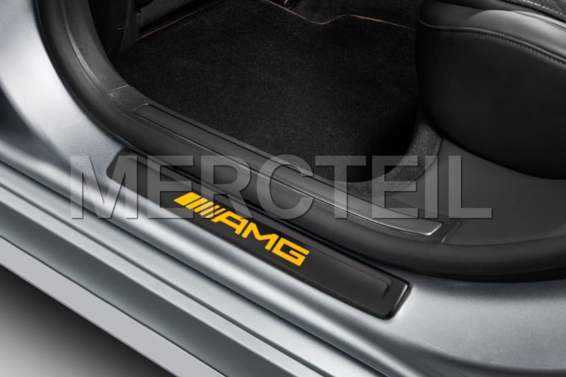 S Class Rear Exchangeable AMG Black Yellow Covers Set For Illuminated Door Sills W / V223 Genuine Mercedes AMG