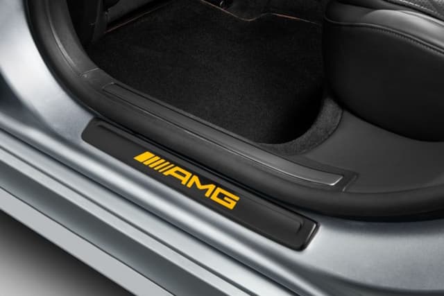 S Class Rear Exchangeable AMG Black Yellow Covers Set For Illuminated Door Sills W / V223 Genuine Mercedes AMG