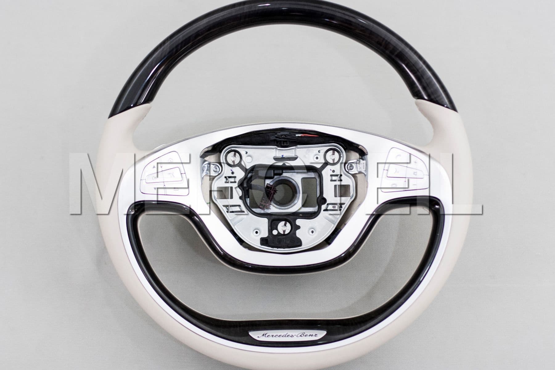 Leather White Steering Wheel With Poplar Trims for S-Class W222 (part number: 	
A22246056038R85)