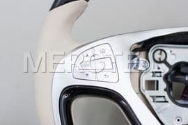 Leather White Steering Wheel With Poplar Trims for S-Class W222 (part number: 	
A22246056038R85)