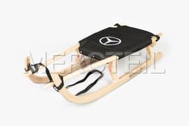 Wooden Snow Sled Genuine Two Seater Kathrein Rodel with Upholstered Seat Mercedes-Benz Collection (Part number: B10021139)