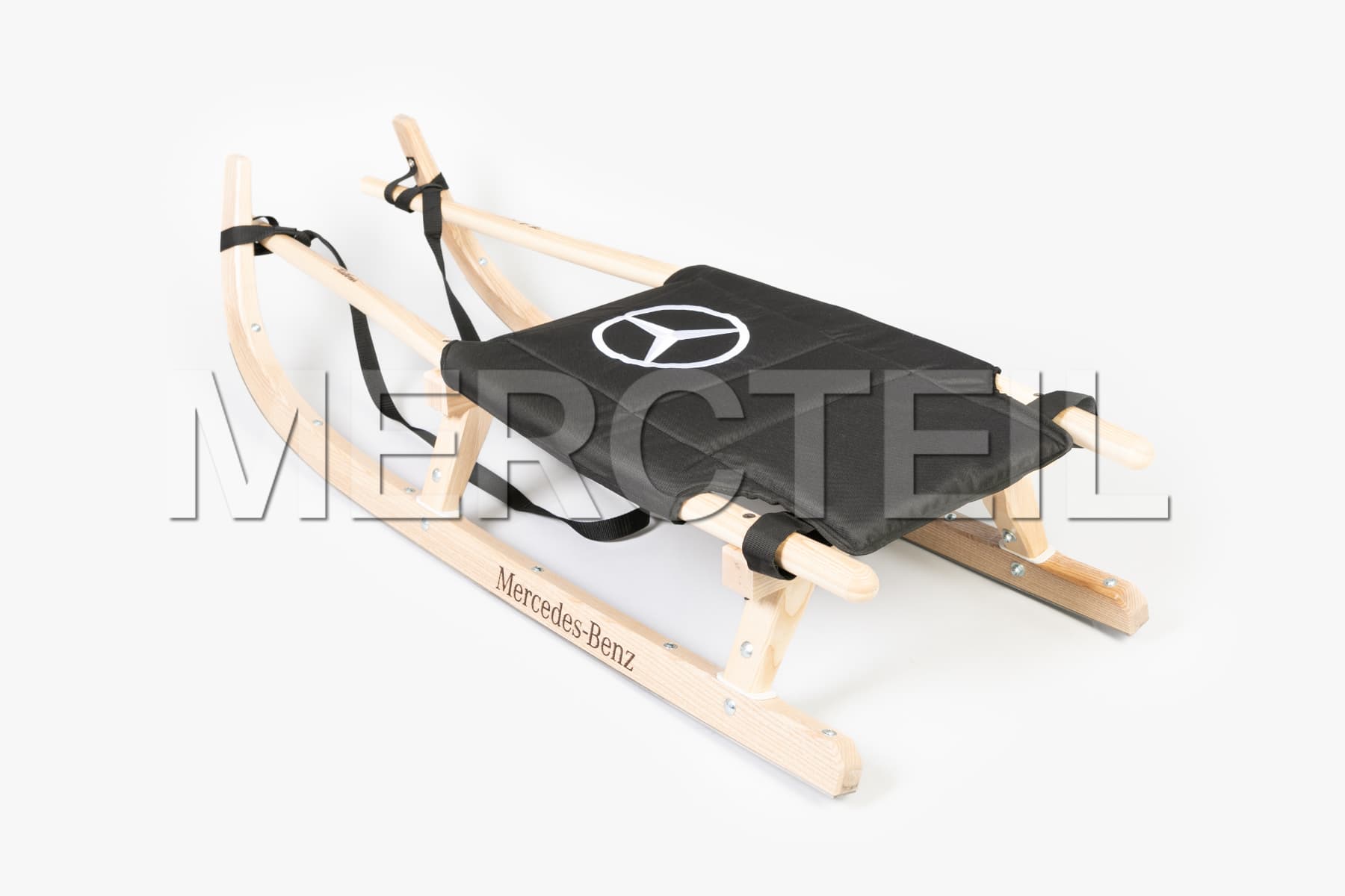 Wooden Snow Sled Genuine Two Seater Kathrein Rodel with Upholstered Seat Mercedes-Benz Collection (Part number: B10021139)