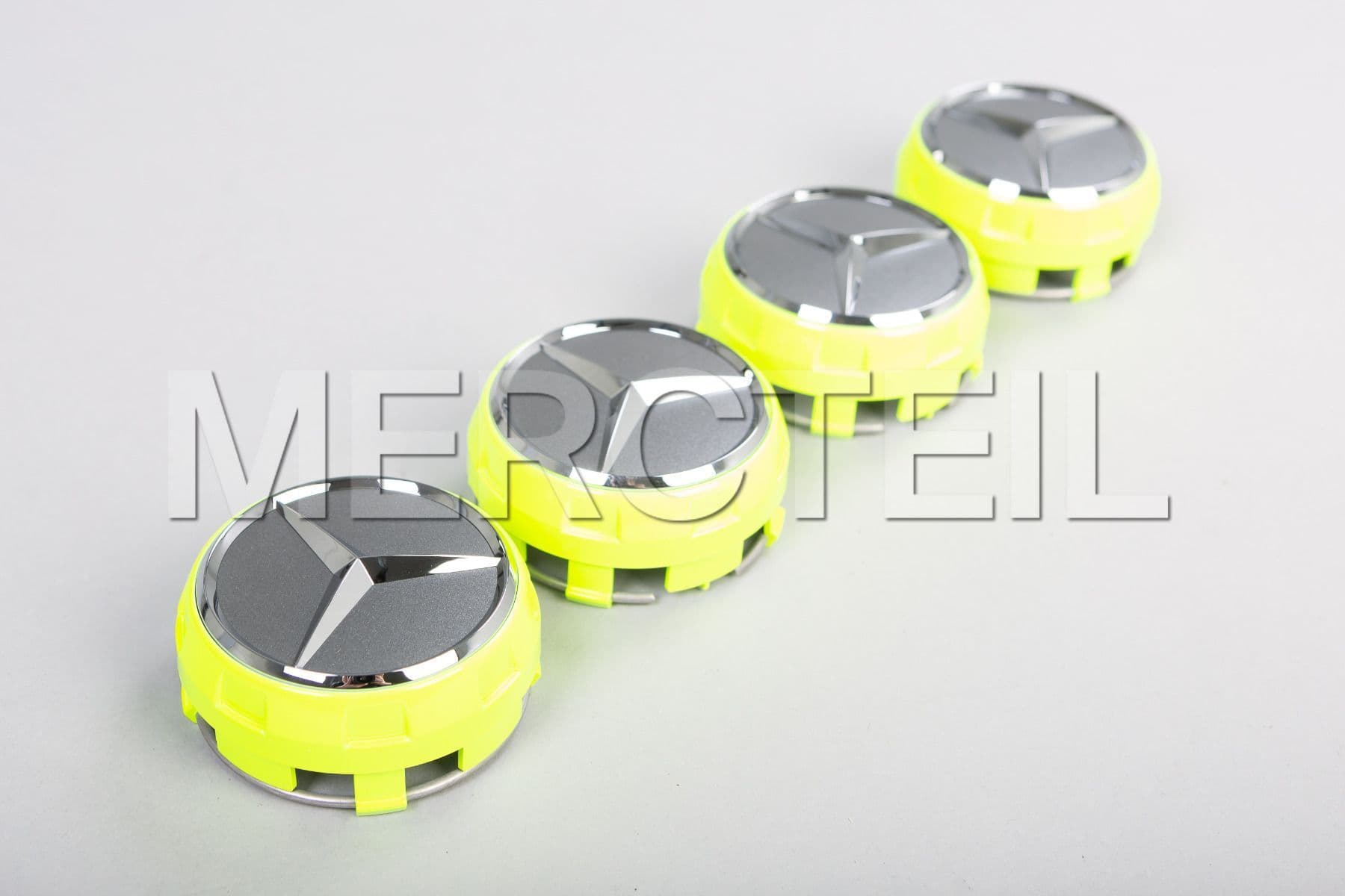 Yellow Center Wheel Caps Genuine Mercedes AMG (part number: A00040009001127)