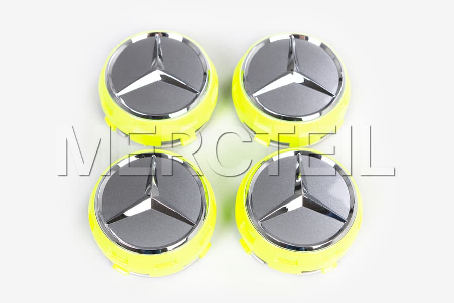 Yellow Center Wheel Caps Genuine Mercedes AMG preview 0